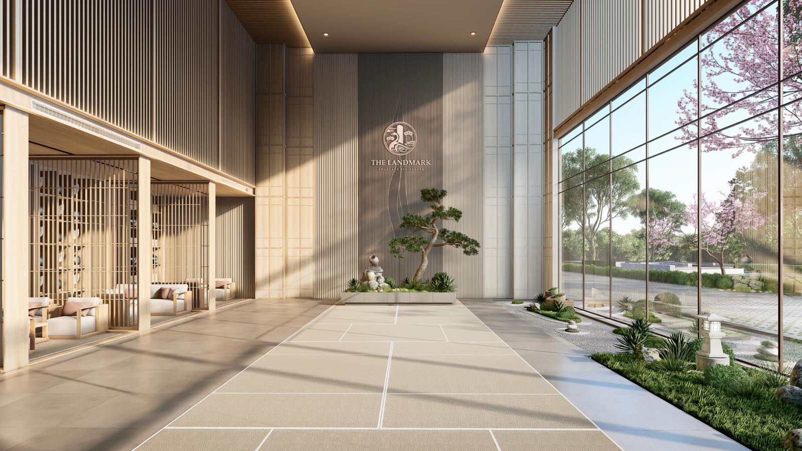 Diện tích sảnh thông thoáng, sang trọng tại Sun Feliza Suites (Sun Grand City Cầu Giấy)