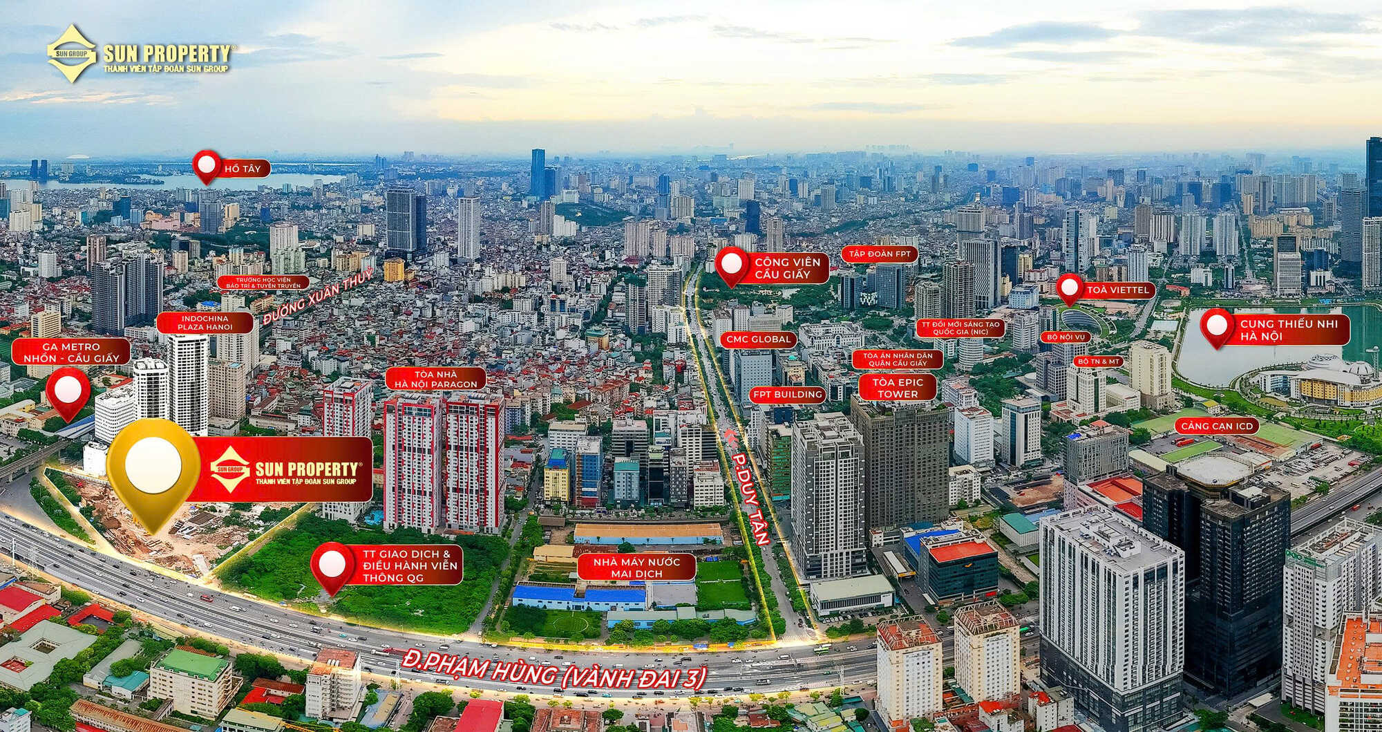 Vị trí Sun Cầu Giấy (Sun Feliza Suites) so với các khu vực lân cận