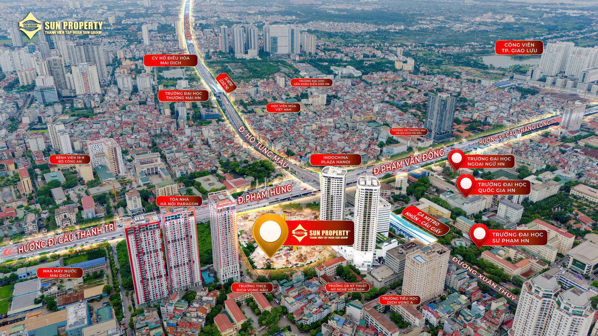 Vị trí Sun Cầu Giấy (Sun Feliza Suites) so với các tiện ích xung quanh