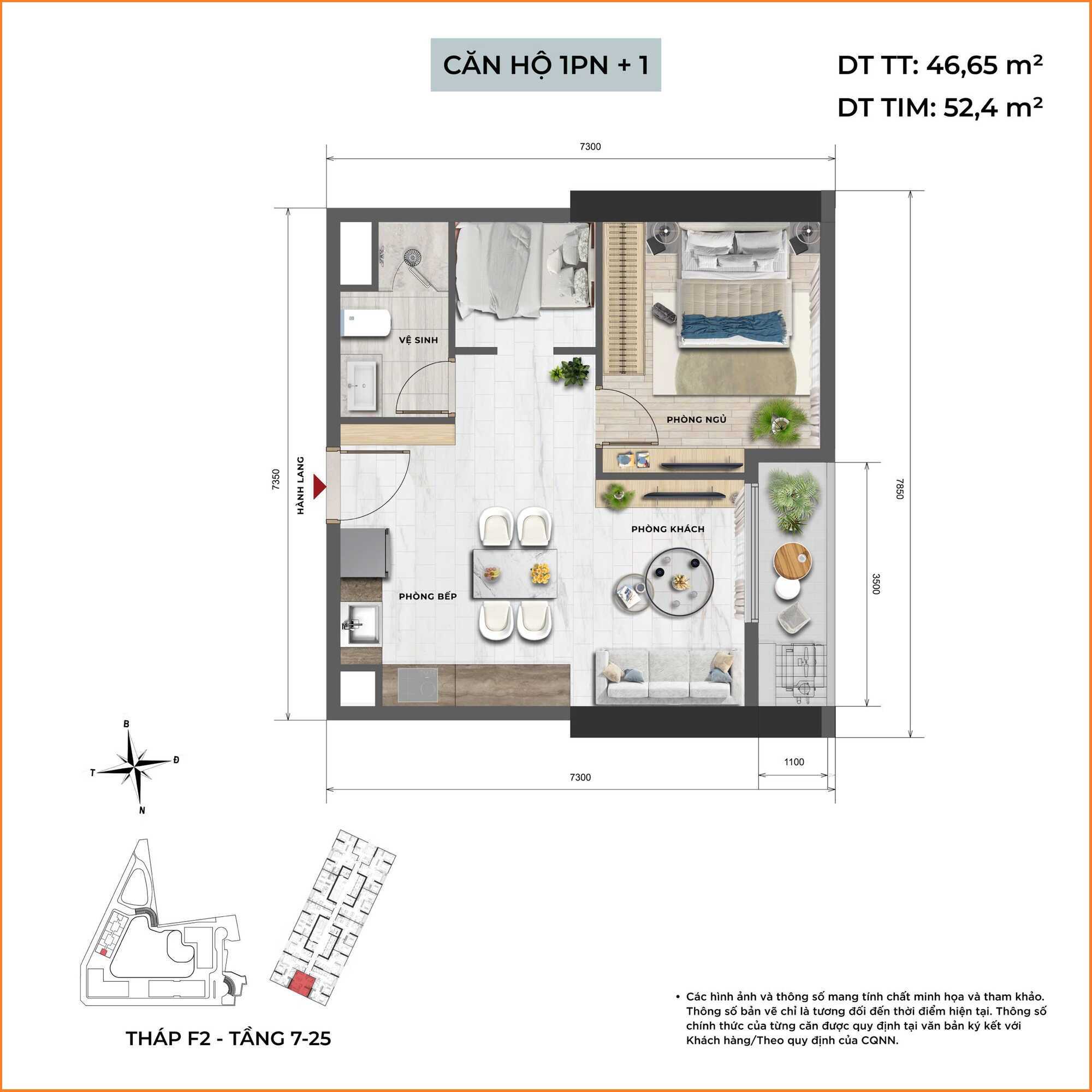 Mặt bằng Sun Cầu Giấy – Mặt bằng chi tiết căn hộ Sun Cầu Giấy 47 Căn hộ 1 phòng ngủ + 46,5m2 toà F2 Sun Cầu Giấy